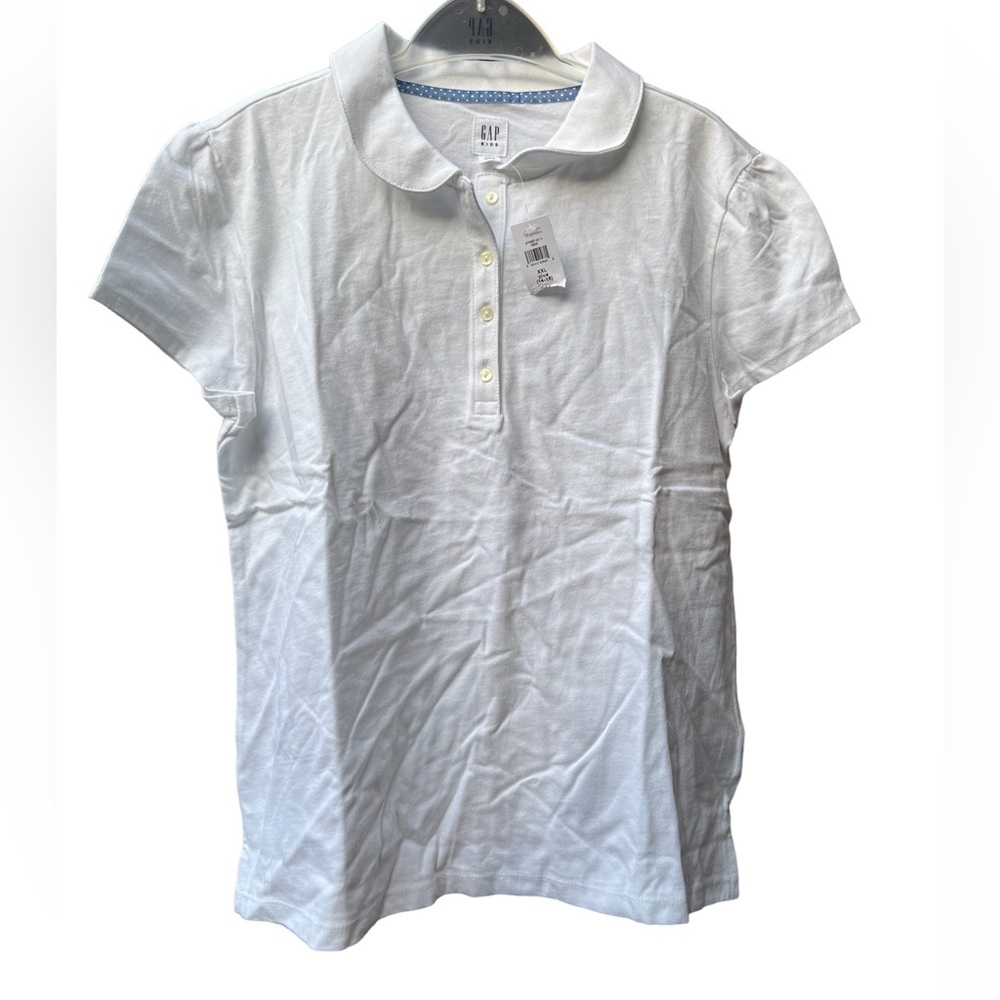 GAP Kids Peter Pan Uniform Polo Short Sleeve Optic White Size XXL PLUS